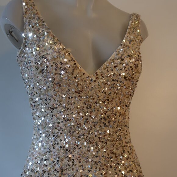 Womens MacDuggal Gold Sequin Evening Gown Dress 2 - Picture 3 of 8